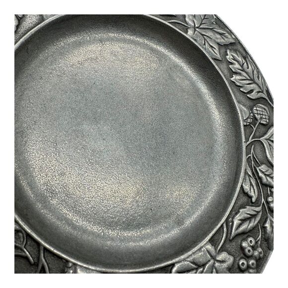 Vintage Longaberger Pewter Plate Candle Holder Oak Leaves Acorn Fall 2001 HTF - Picture 4 of 8